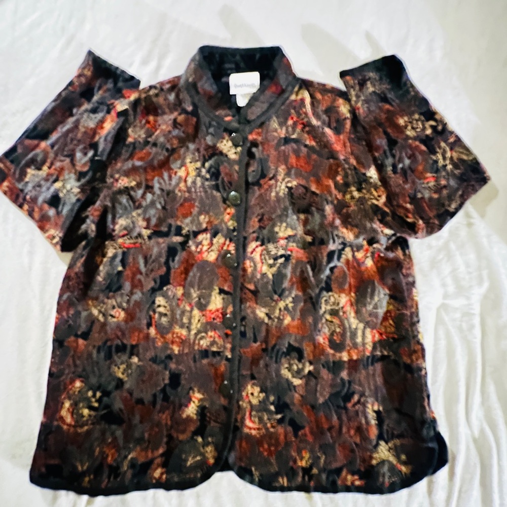 Vintage Bon Worth Reversable Tapestry /black  Jacket Med Pet